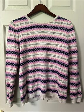 Talbots Women’s Patterned Crewneck Back Zip Sweater in Medium